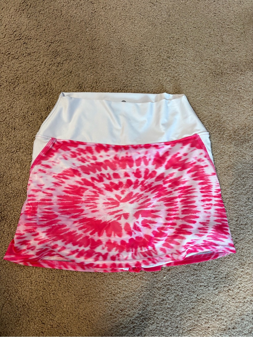 Women’s Pink Tie-Dye Active Skirt with White Waistband